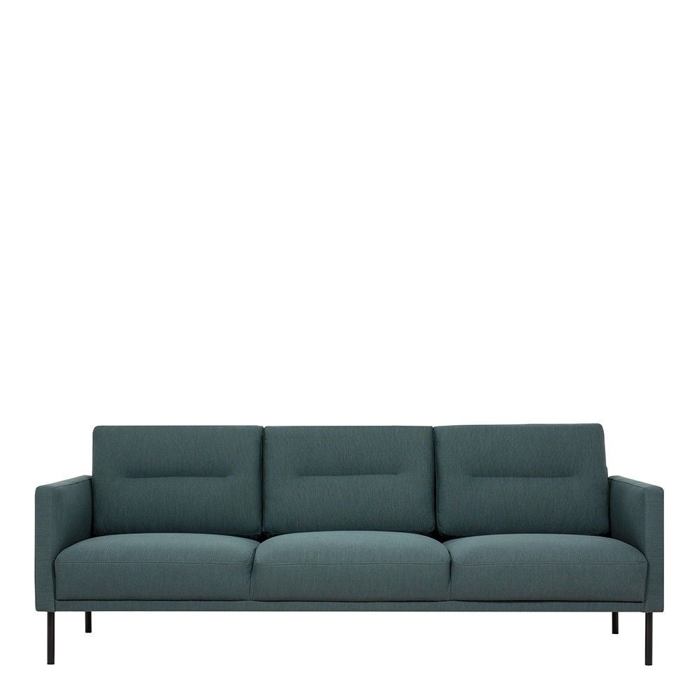 Dark Green Fabric 3 Seater Living Sofa With Black Metal Legs