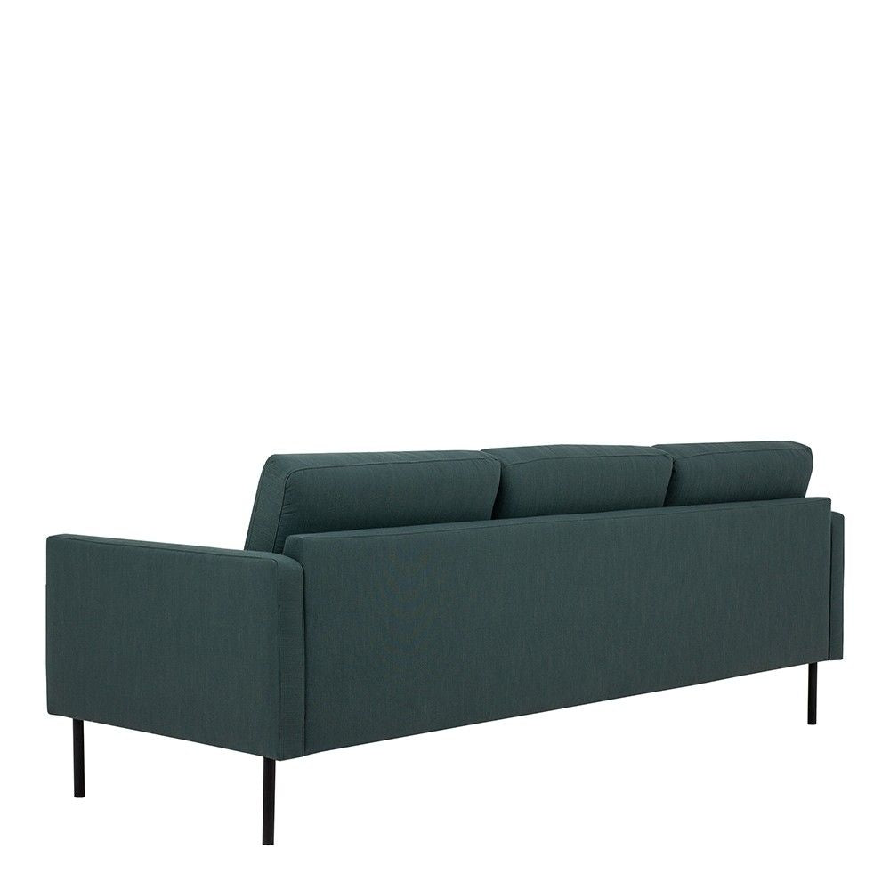 Dark Green Fabric 3 Seater Living Sofa With Black Metal Legs