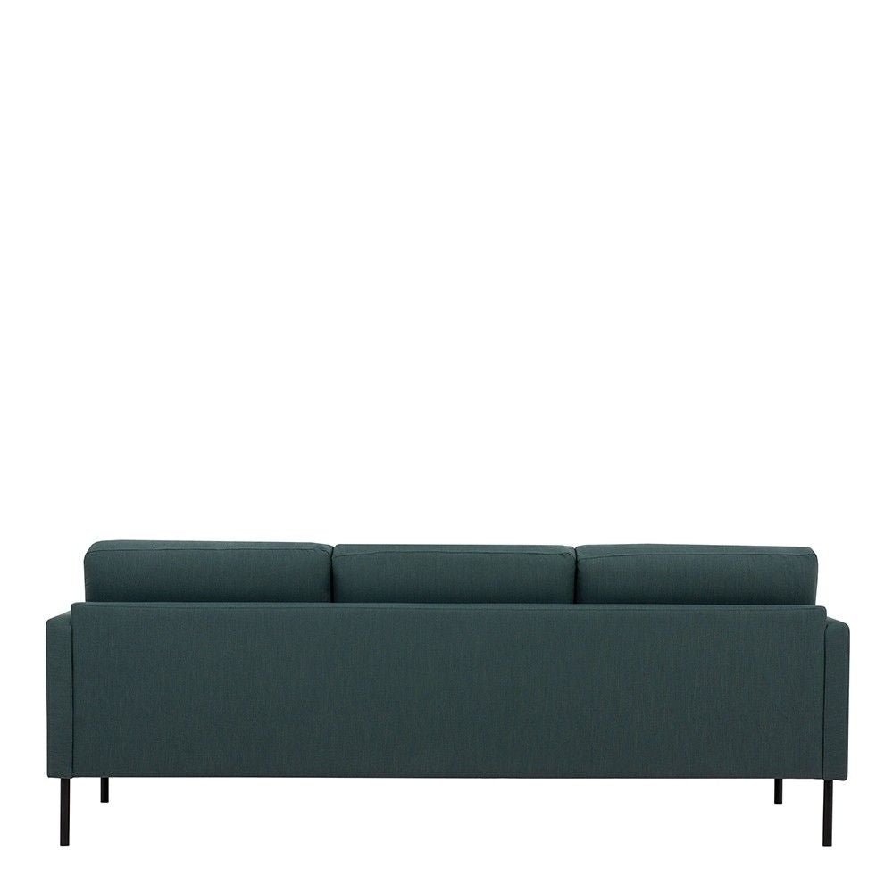 Dark Green Fabric 3 Seater Living Sofa With Black Metal Legs