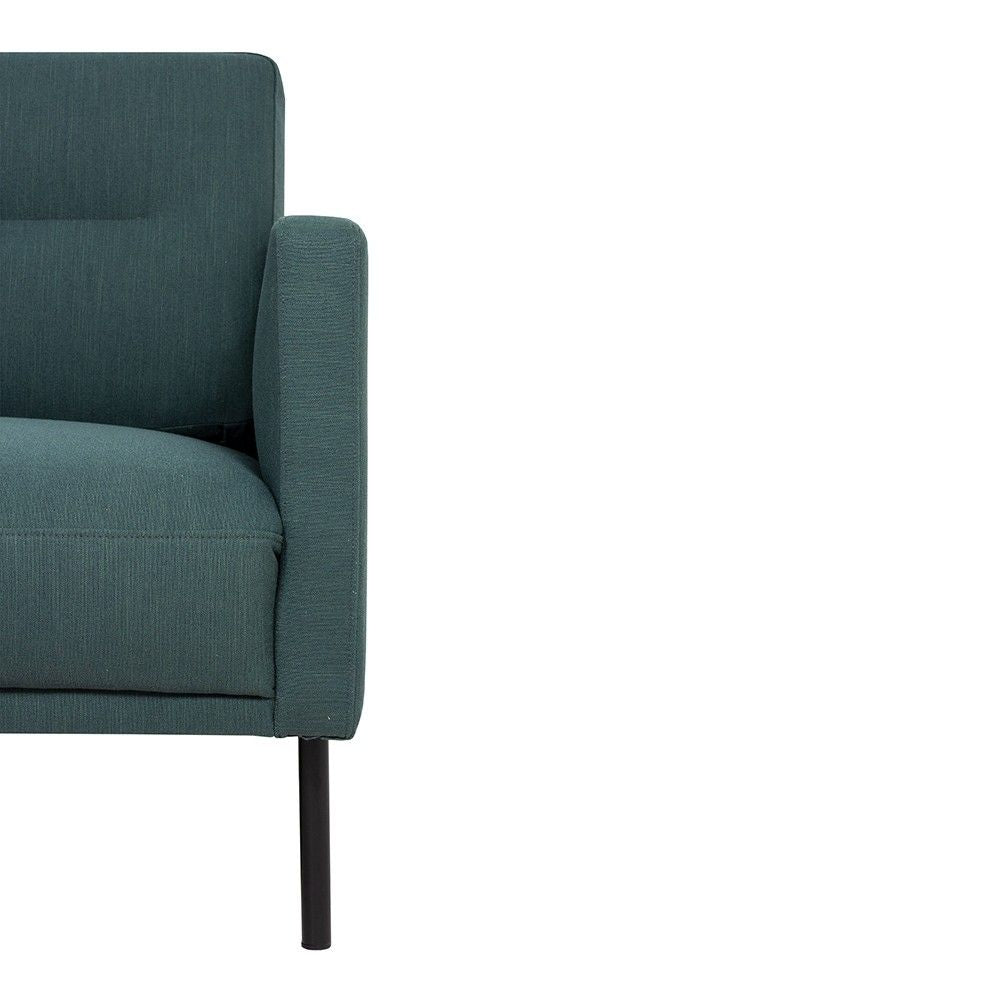 Dark Green Fabric 3 Seater Living Sofa With Black Metal Legs