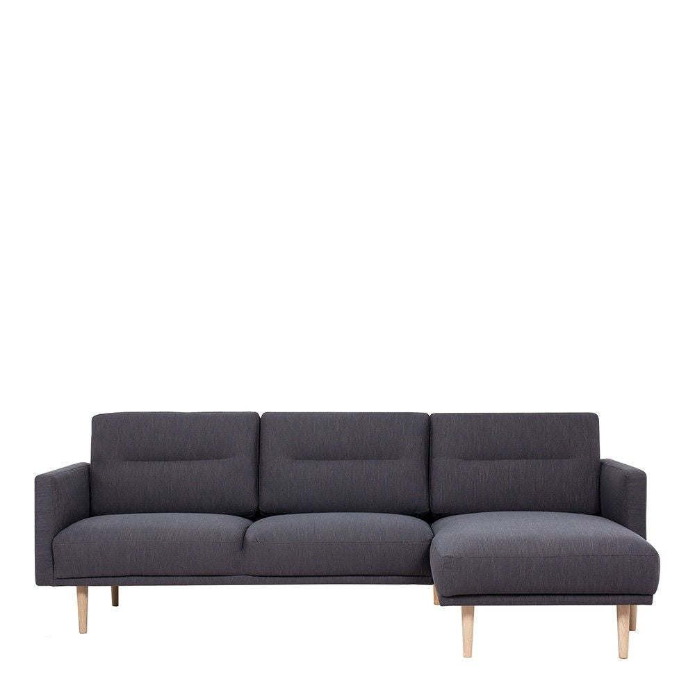 Dark Grey Fabric Right Hand Corner Sofa Chaise on Oak Legs