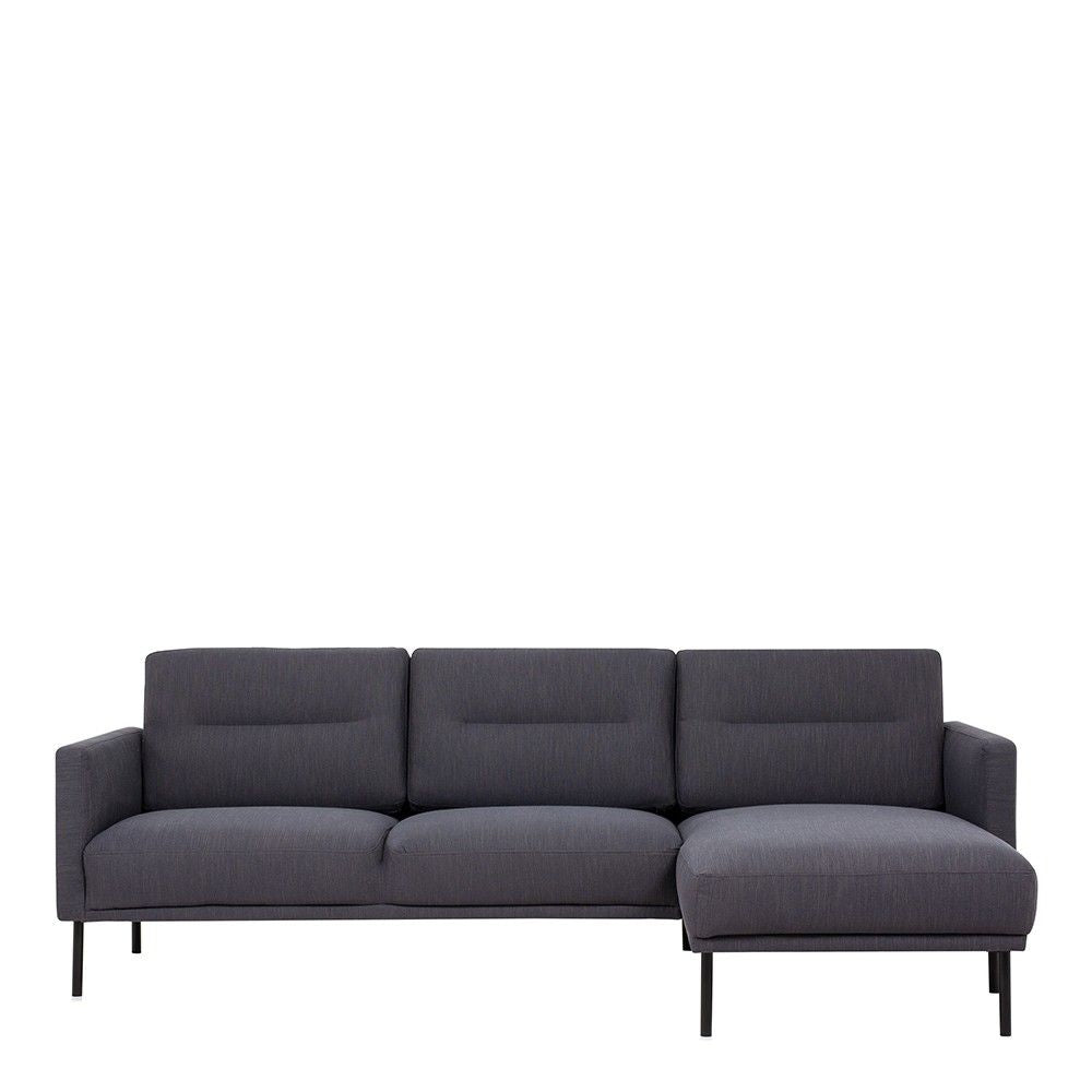 Dark Grey Fabric Right Hand Corner Sofa Chaise on Black Metal Legs