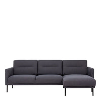 Thumbnail for Dark Grey Fabric Right Hand Corner Sofa Chaise on Black Metal Legs