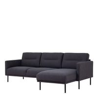 Thumbnail for Dark Grey Fabric Right Hand Corner Sofa Chaise on Black Metal Legs