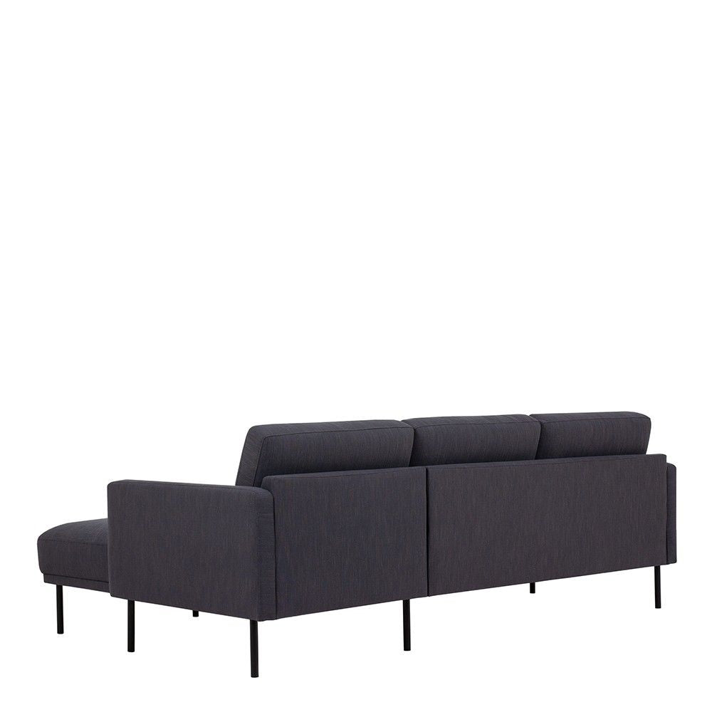 Dark Grey Fabric Right Hand Corner Sofa Chaise on Black Metal Legs