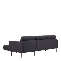 Thumbnail for Dark Grey Fabric Right Hand Corner Sofa Chaise on Black Metal Legs