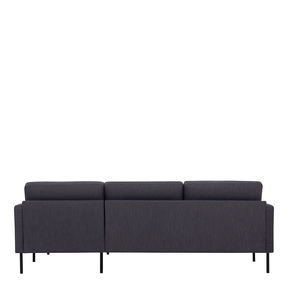 Dark Grey Fabric Right Hand Corner Sofa Chaise on Black Metal Legs