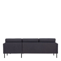 Thumbnail for Dark Grey Fabric Right Hand Corner Sofa Chaise on Black Metal Legs