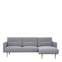 Thumbnail for Pale Grey Fabric Right Hand Corner Sofa Chaise on Oak Legs