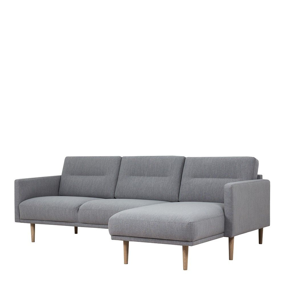 Pale Grey Fabric Right Hand Corner Sofa Chaise on Oak Legs