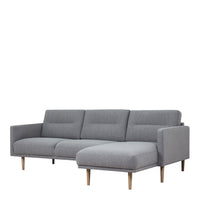 Thumbnail for Pale Grey Fabric Right Hand Corner Sofa Chaise on Oak Legs