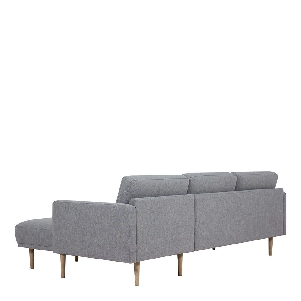 Pale Grey Fabric Right Hand Corner Sofa Chaise on Oak Legs