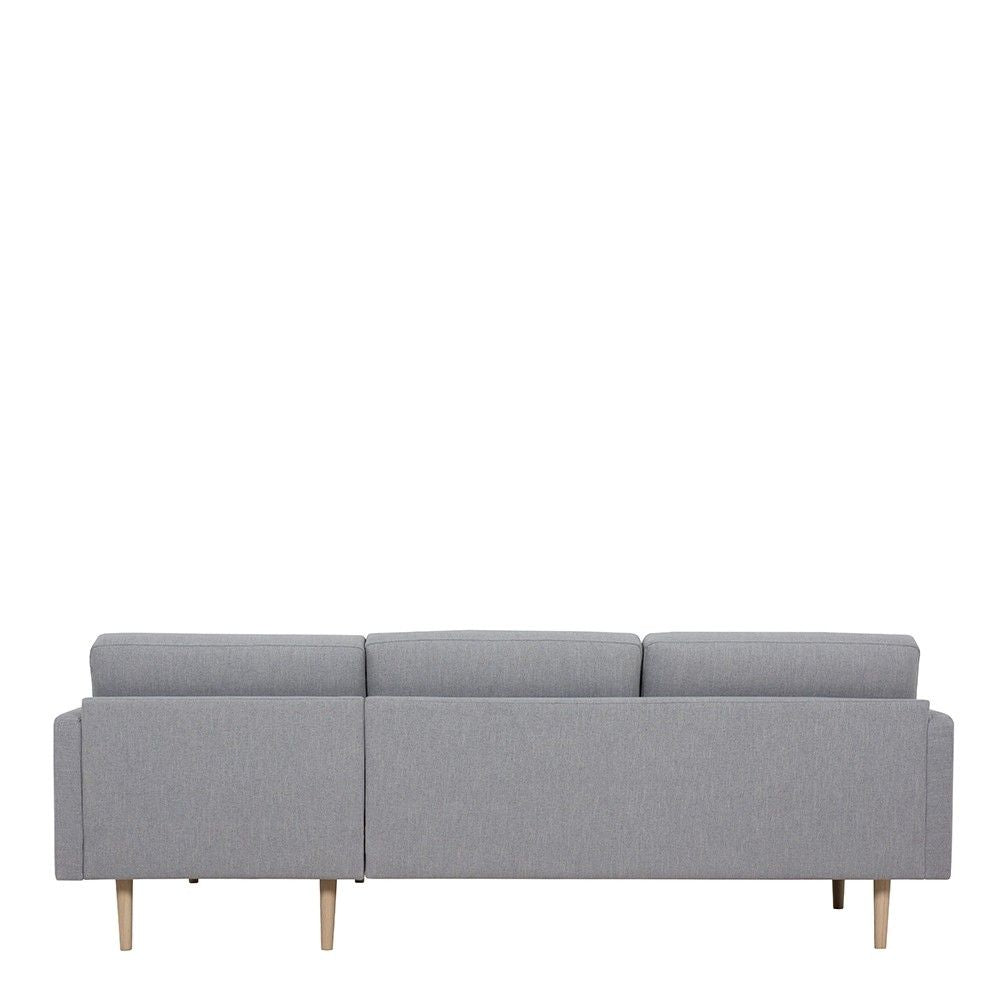 Pale Grey Fabric Right Hand Corner Sofa Chaise on Oak Legs