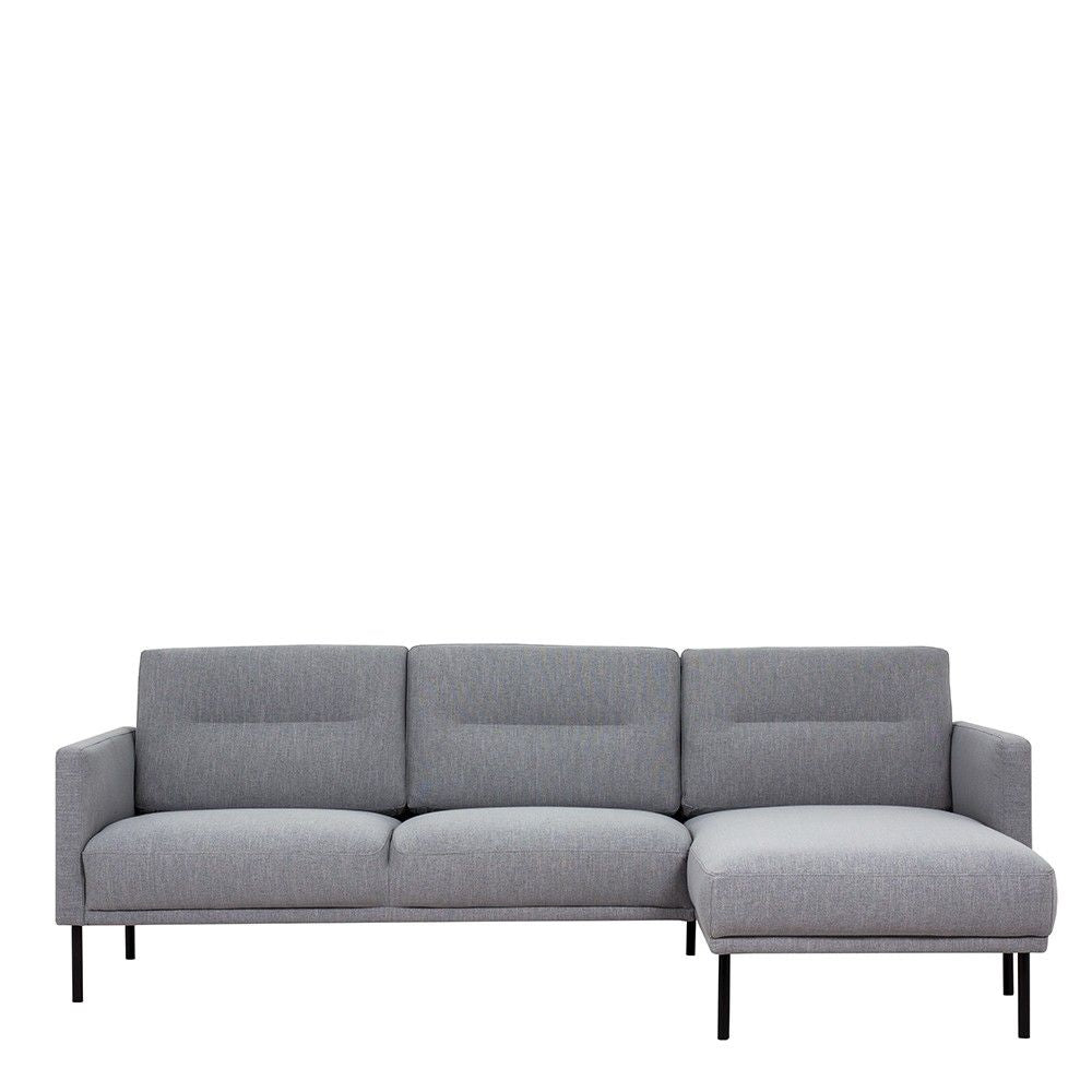 Pale Grey Fabric Right Hand Corner Sofa Chaise on Black Metal Legs