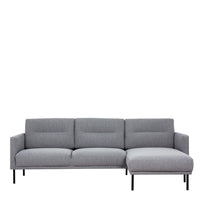 Thumbnail for Pale Grey Fabric Right Hand Corner Sofa Chaise on Black Metal Legs