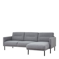 Thumbnail for Pale Grey Fabric Right Hand Corner Sofa Chaise on Black Metal Legs