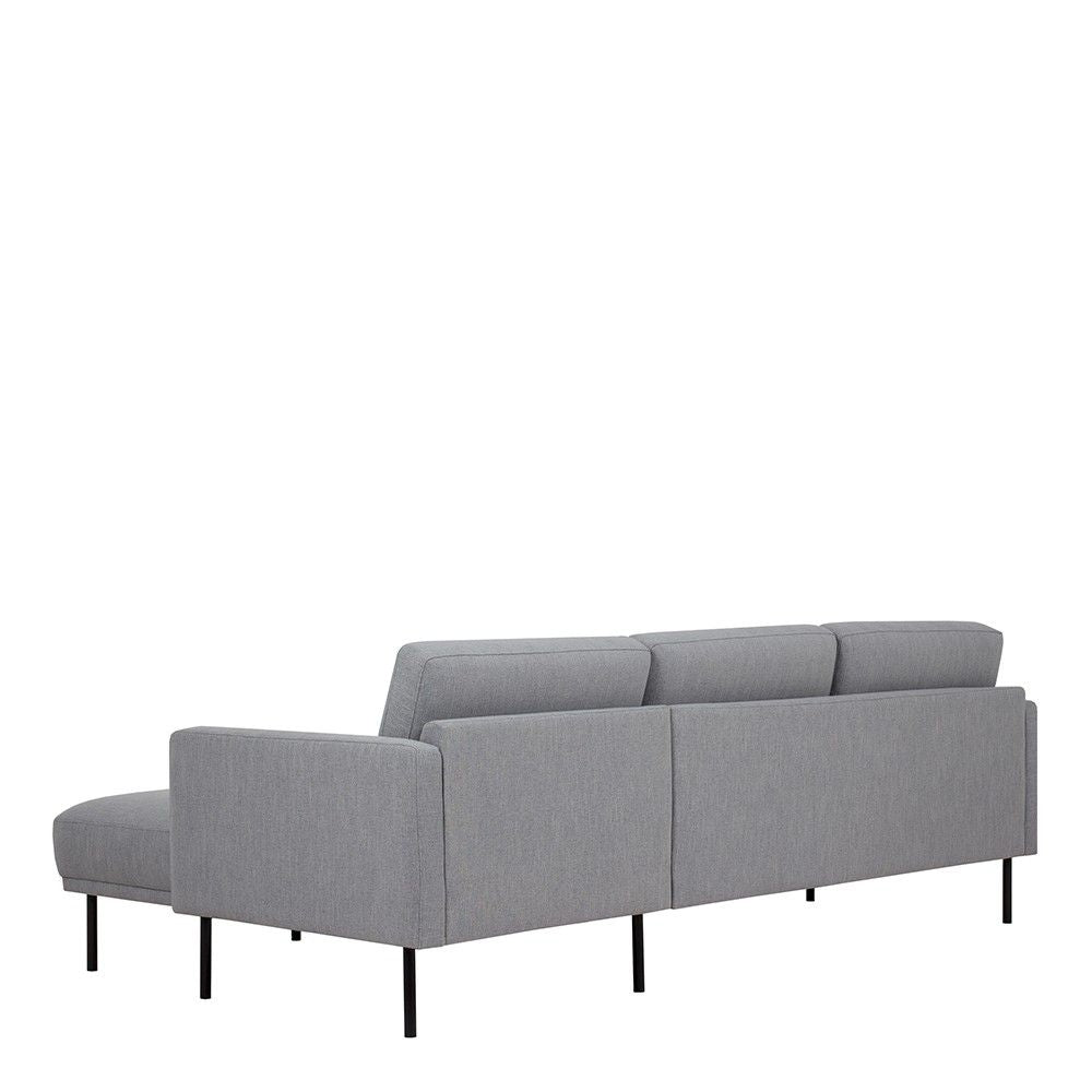 Pale Grey Fabric Right Hand Corner Sofa Chaise on Black Metal Legs