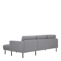 Thumbnail for Pale Grey Fabric Right Hand Corner Sofa Chaise on Black Metal Legs