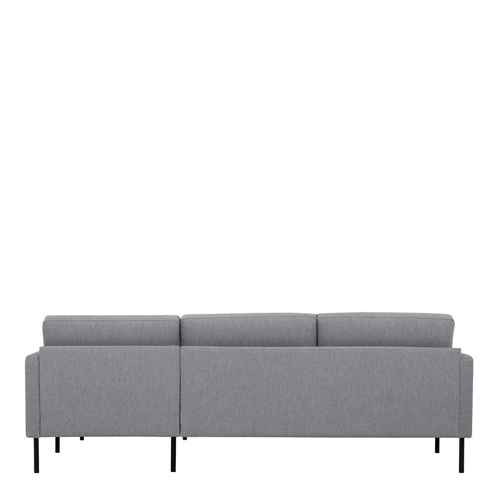 Pale Grey Fabric Right Hand Corner Sofa Chaise on Black Metal Legs