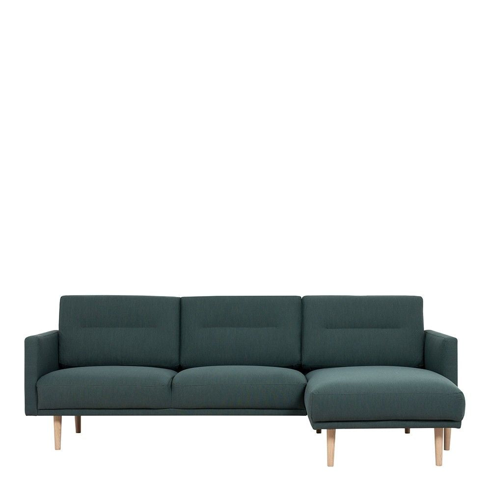 Dark Green Fabric Right Hand Corner Sofa Chaise on Oak Legs