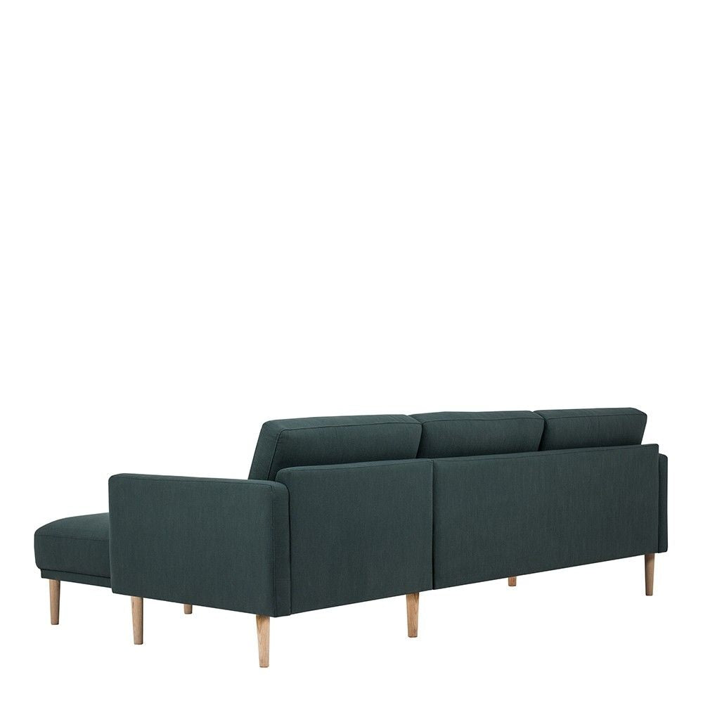 Dark Green Fabric Right Hand Corner Sofa Chaise on Oak Legs