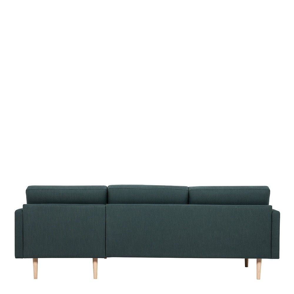 Dark Green Fabric Right Hand Corner Sofa Chaise on Oak Legs