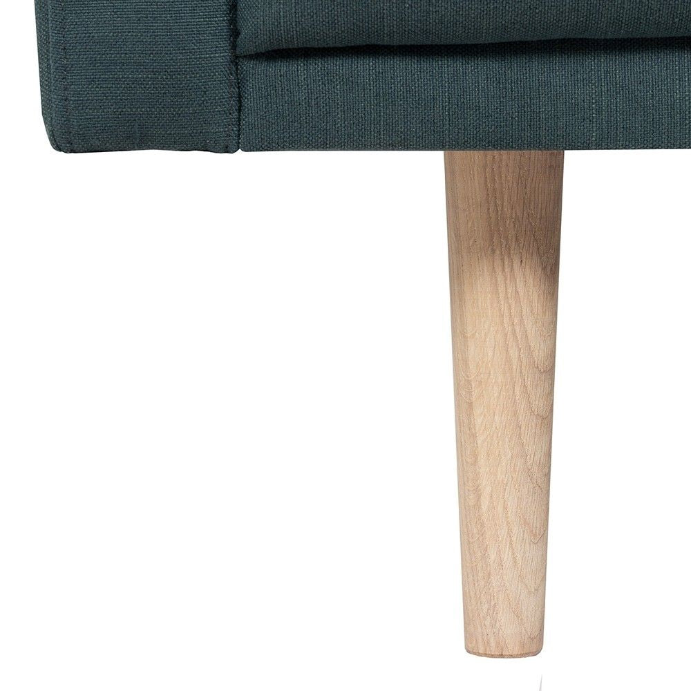 Dark Green Fabric Right Hand Corner Sofa Chaise on Oak Legs