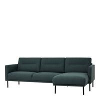 Thumbnail for Dark Green Fabric Right Hand Corner Sofa Chaise on Black Metal Legs