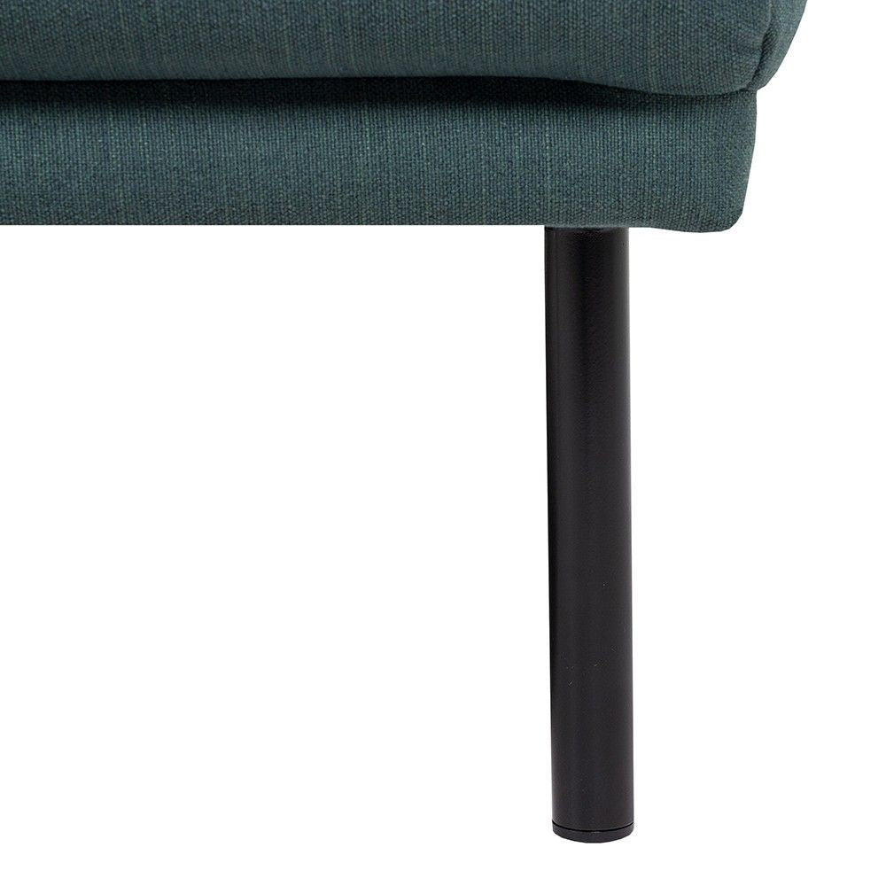 Dark Green Fabric Right Hand Corner Sofa Chaise on Black Metal Legs