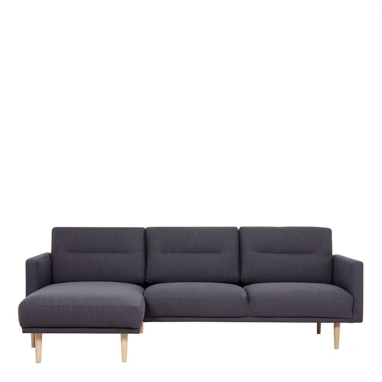 Dark Grey Fabric Left Hand Corner Sofa Chaise on Black Metal Legs