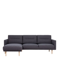 Thumbnail for Dark Grey Fabric Left Hand Corner Sofa Chaise on Black Metal Legs