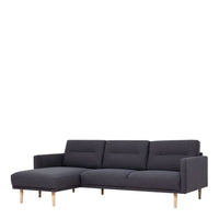 Thumbnail for Dark Grey Fabric Left Hand Corner Sofa Chaise on Black Metal Legs