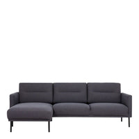 Thumbnail for Dark Grey Fabric Left Hand Corner Sofa Chaise on Black Metal Legs