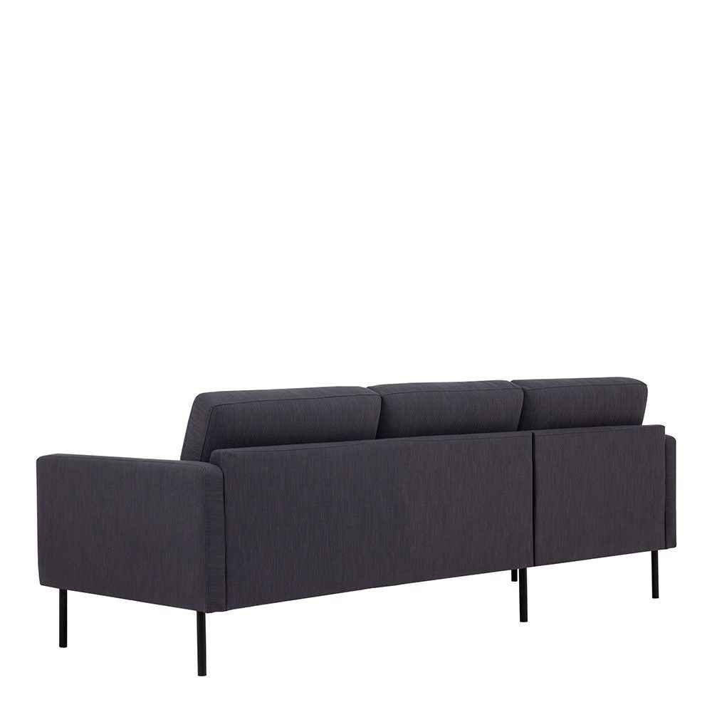 Dark Grey Fabric Left Hand Corner Sofa Chaise on Black Metal Legs