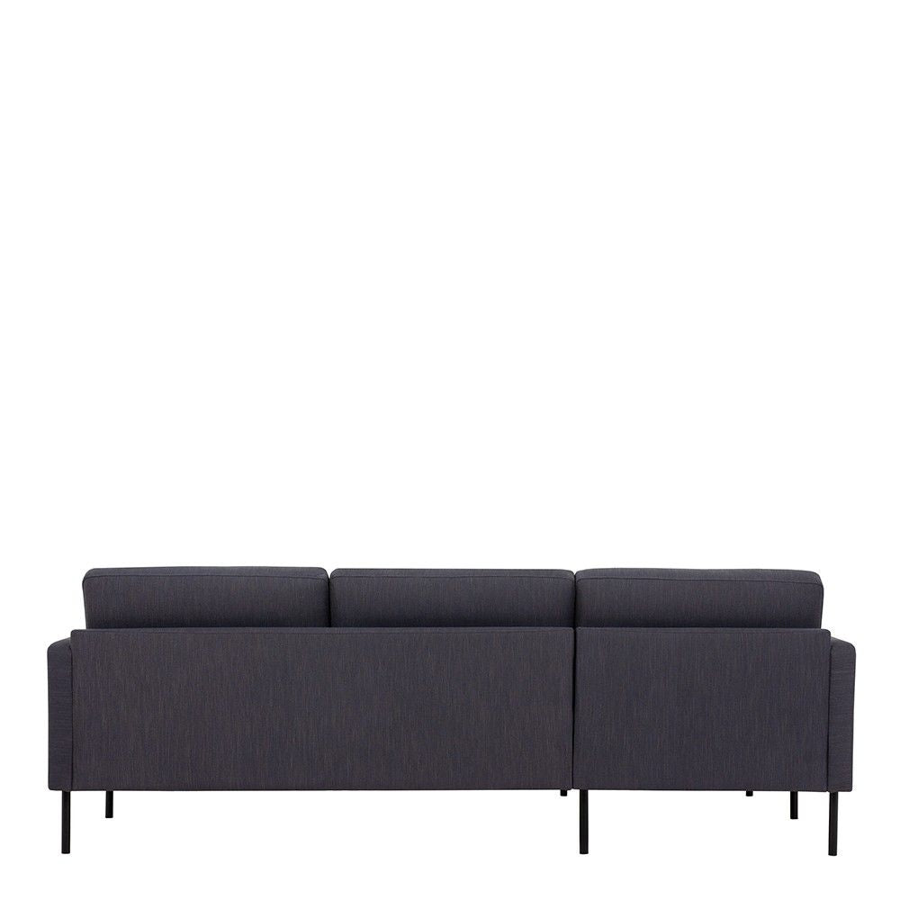 Dark Grey Fabric Left Hand Corner Sofa Chaise on Black Metal Legs