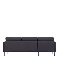 Thumbnail for Dark Grey Fabric Left Hand Corner Sofa Chaise on Black Metal Legs