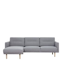 Thumbnail for Light Grey Fabric Left Hand Corner Sofa Chaise on Oak Legs