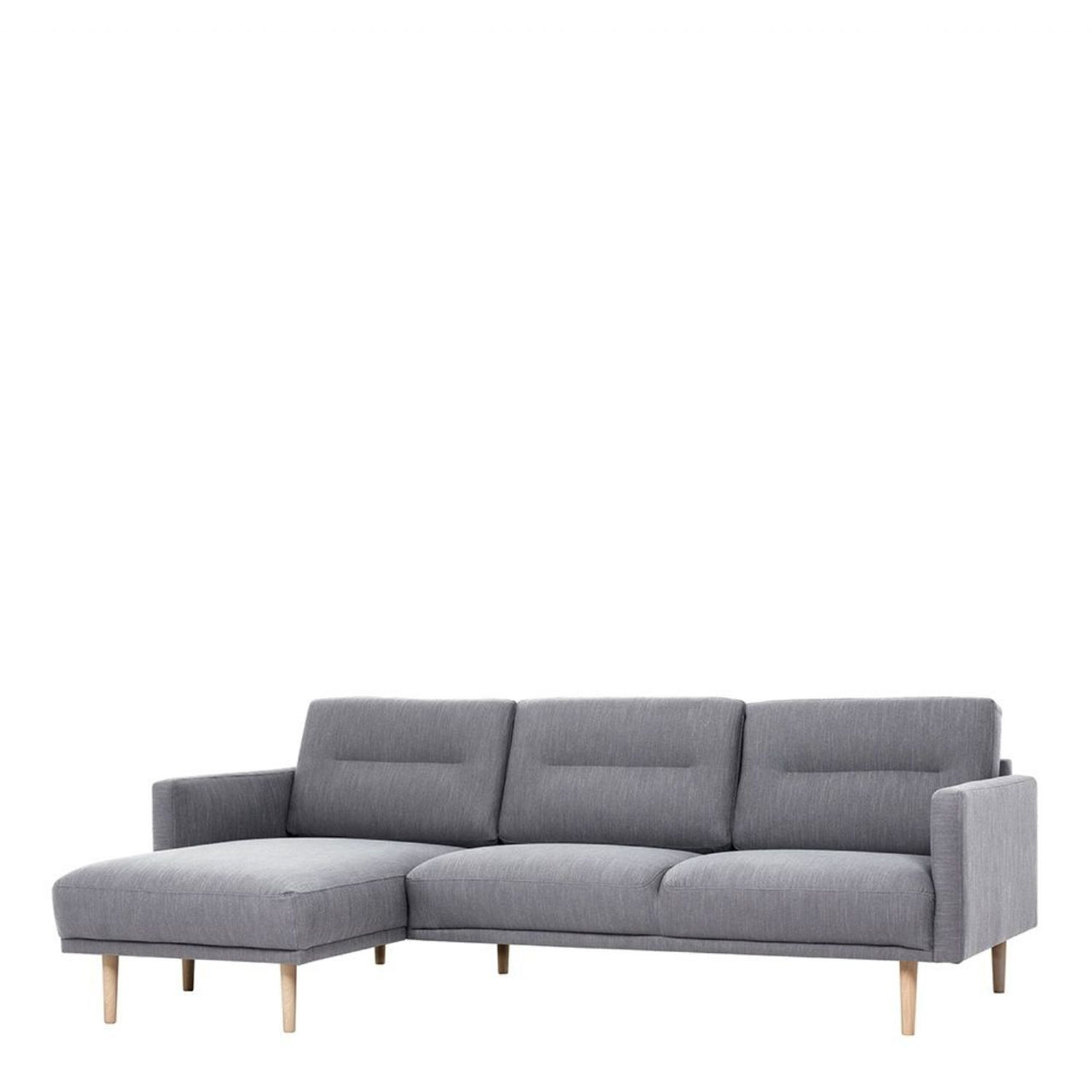 Pale Grey Fabric Left Hand Corner Sofa Chaise on Black Metal Legs