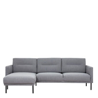 Thumbnail for Pale Grey Fabric Left Hand Corner Sofa Chaise on Black Metal Legs