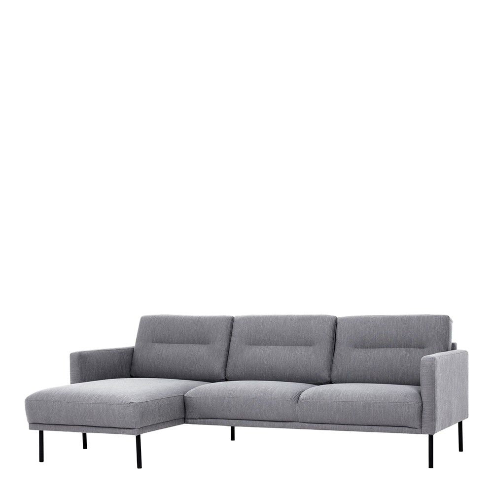 Pale Grey Fabric Left Hand Corner Sofa Chaise on Black Metal Legs