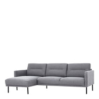 Thumbnail for Pale Grey Fabric Left Hand Corner Sofa Chaise on Black Metal Legs