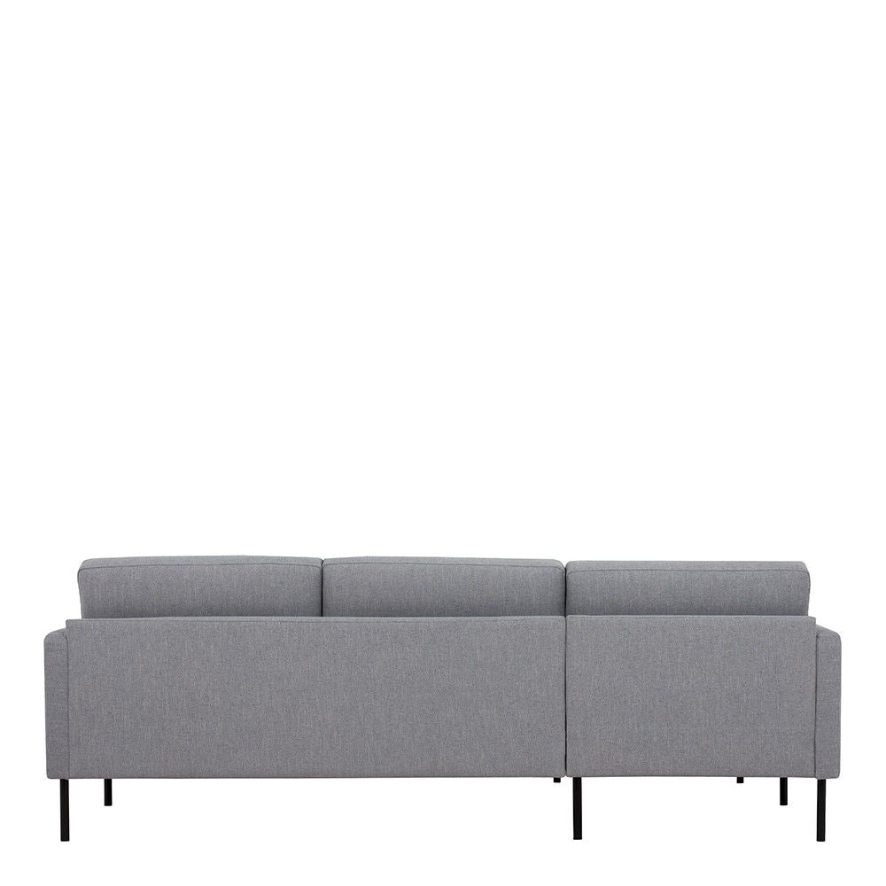 Pale Grey Fabric Left Hand Corner Sofa Chaise on Black Metal Legs