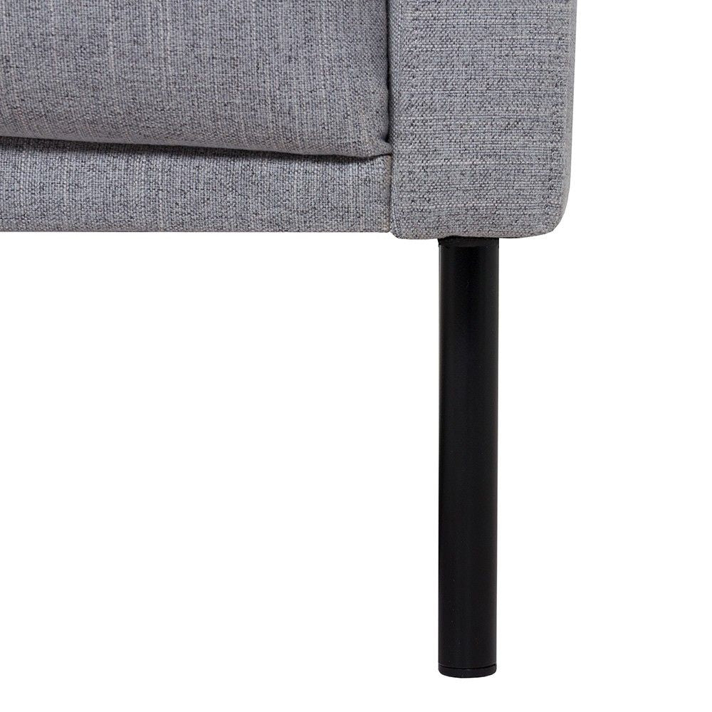 Pale Grey Fabric Left Hand Corner Sofa Chaise on Black Metal Legs