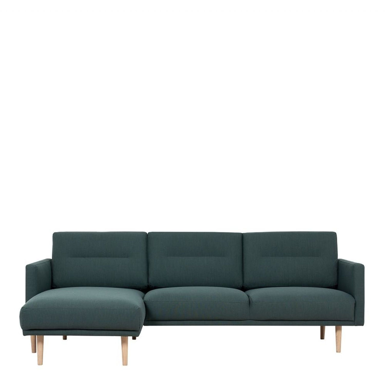 Dark Green Fabric Left Hand Corner Sofa Chaise on Oak Legs