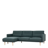 Thumbnail for Dark Green Fabric Left Hand Corner Sofa Chaise on Black Metal Legs