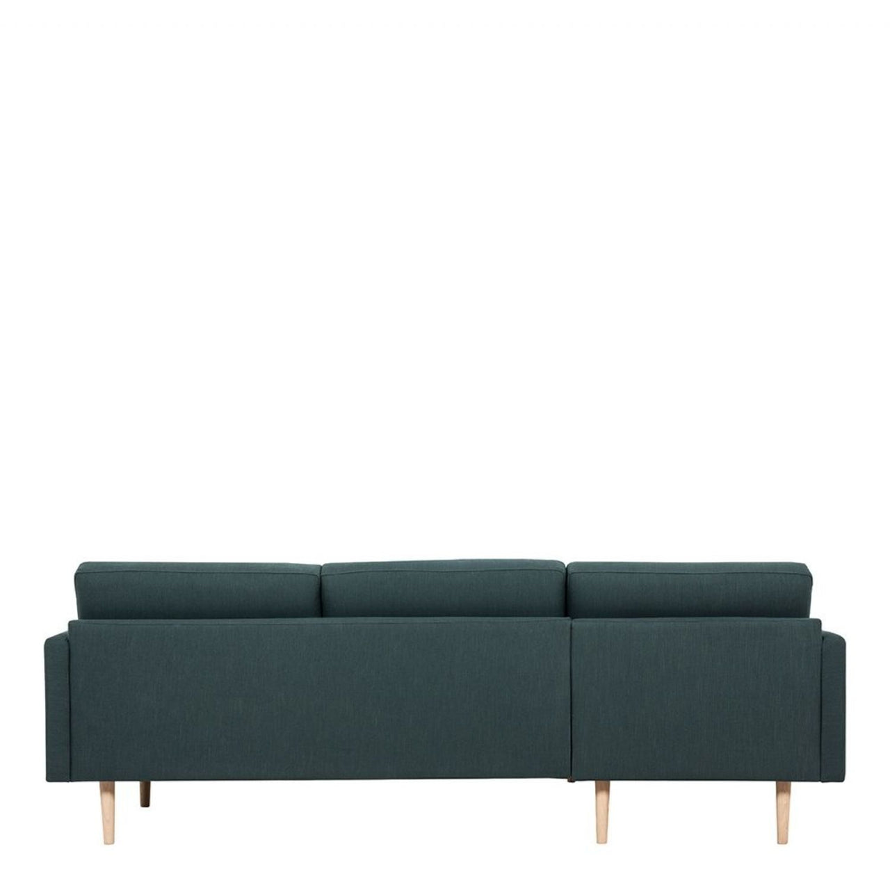 Dark Green Fabric Left Hand Corner Sofa Chaise on Oak Legs