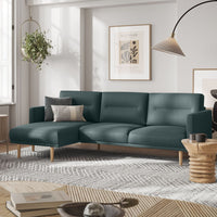 Thumbnail for Dark Green Fabric Left Hand Corner Sofa Chaise on Oak Legs