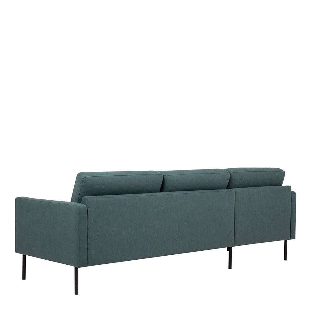 Dark Green Fabric Left Hand Corner Sofa Chaise on Black Metal Legs