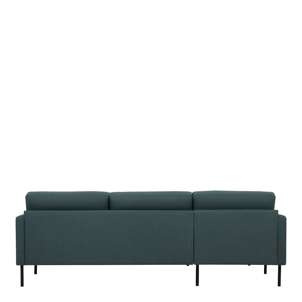 Dark Green Fabric Left Hand Corner Sofa Chaise on Black Metal Legs