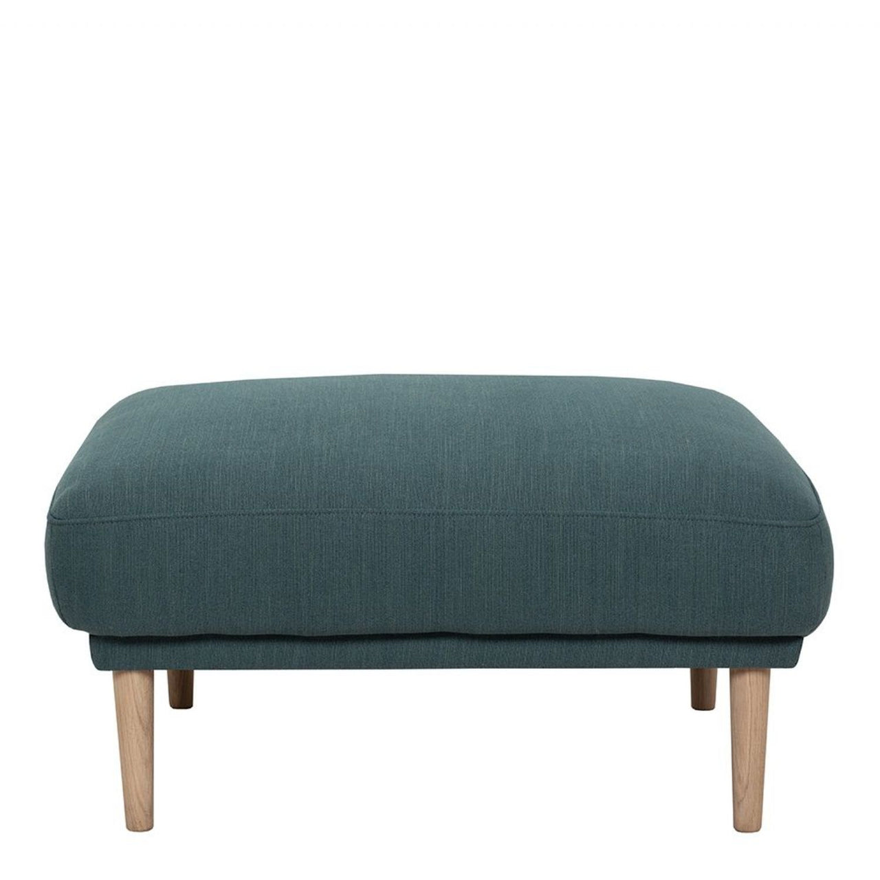 Dark Green Fabric Footstool on Oak Legs